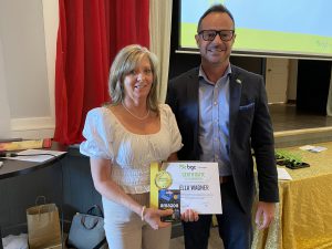 BGC Okanagan staff member Ella celebrated 43 years with the organization. Standing beside her is Jeremy Welder, BGC Okanagan CEO.